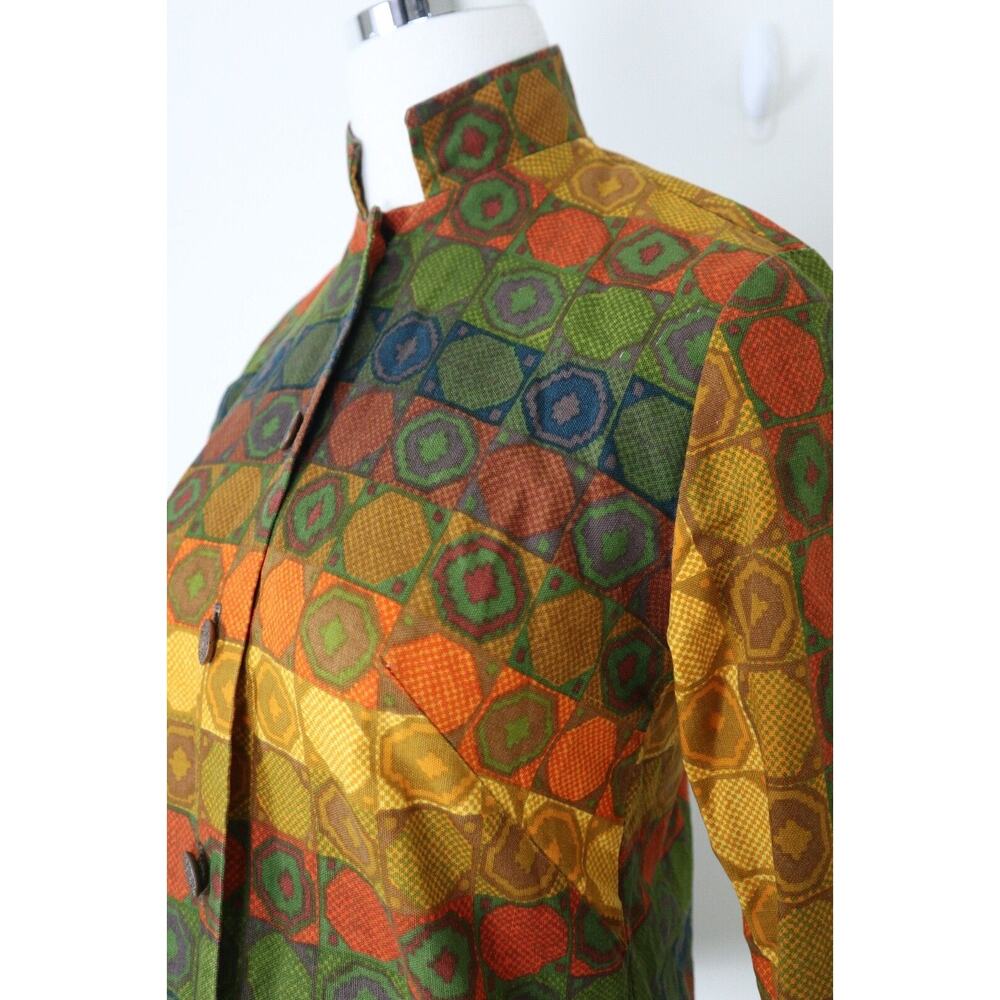 Vintage 1960's "Aladdin" Women's Nehru Collar Button Down Shirt Psychedelic - Picture 5 of 11